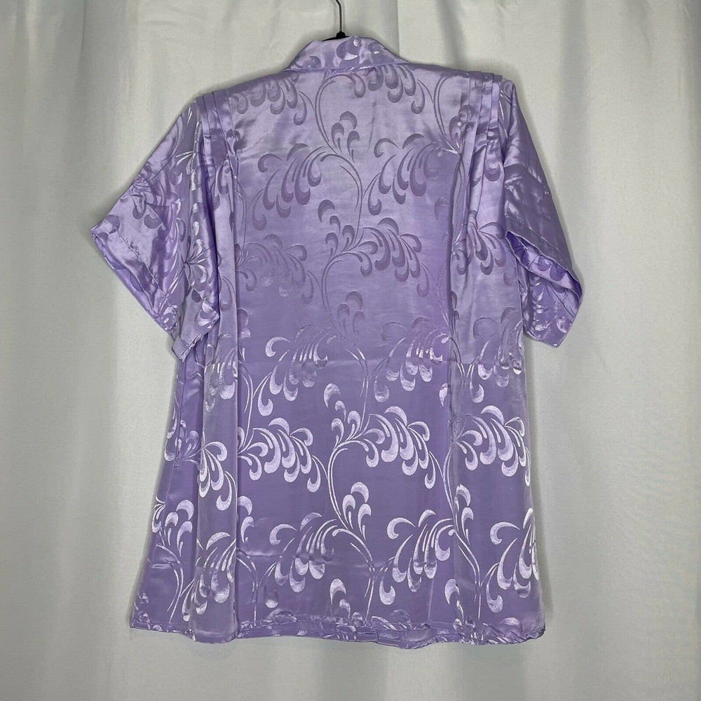 vintage blouse lavender satin button up - Picture 5 of 9